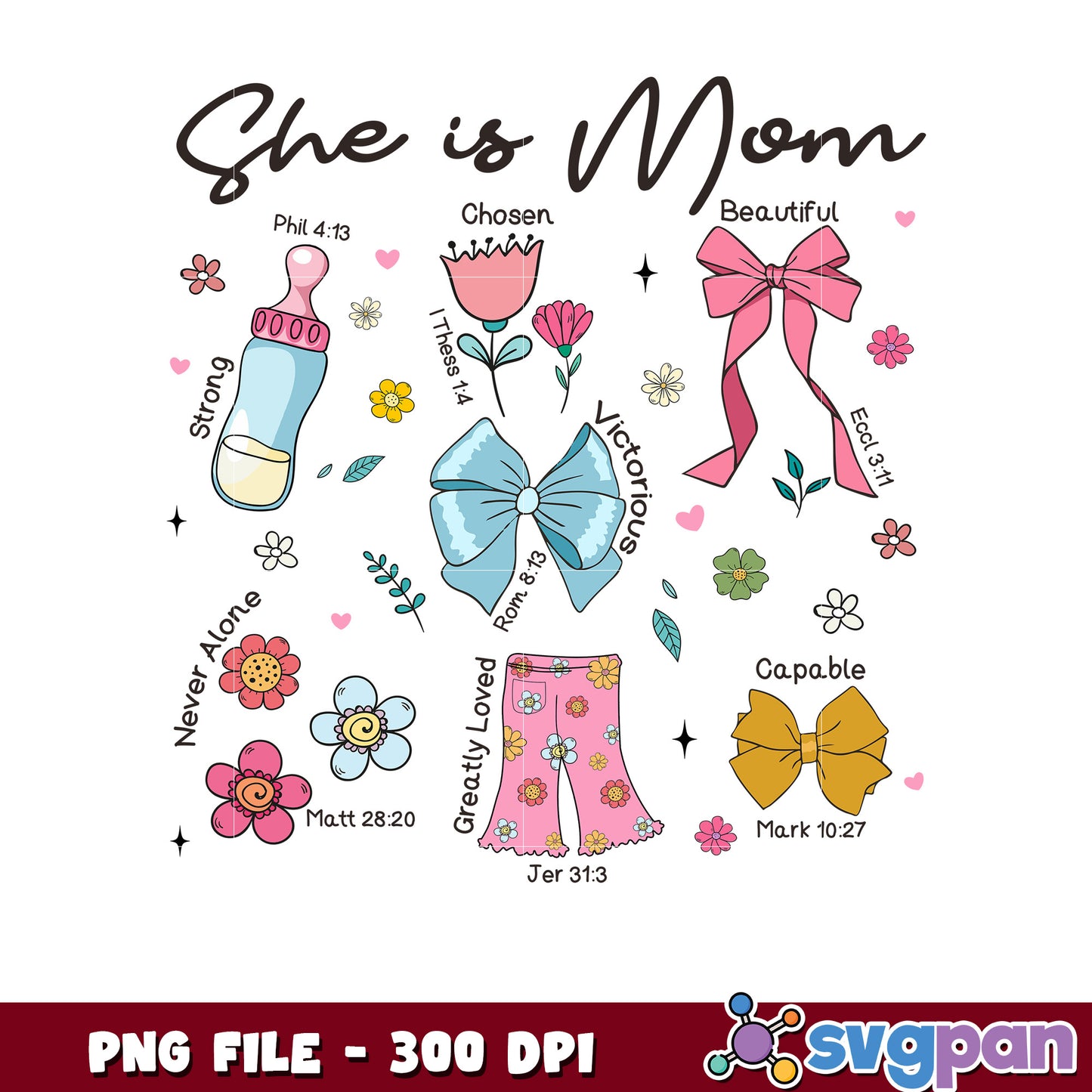 She is Mom PNG Sublimation Design 300 DPI