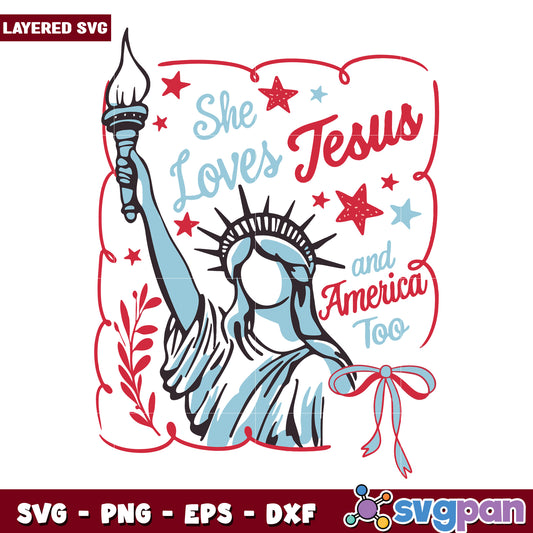 She loves jesus and america too svg, patriotic christian girl svg, faith and freedom svg
