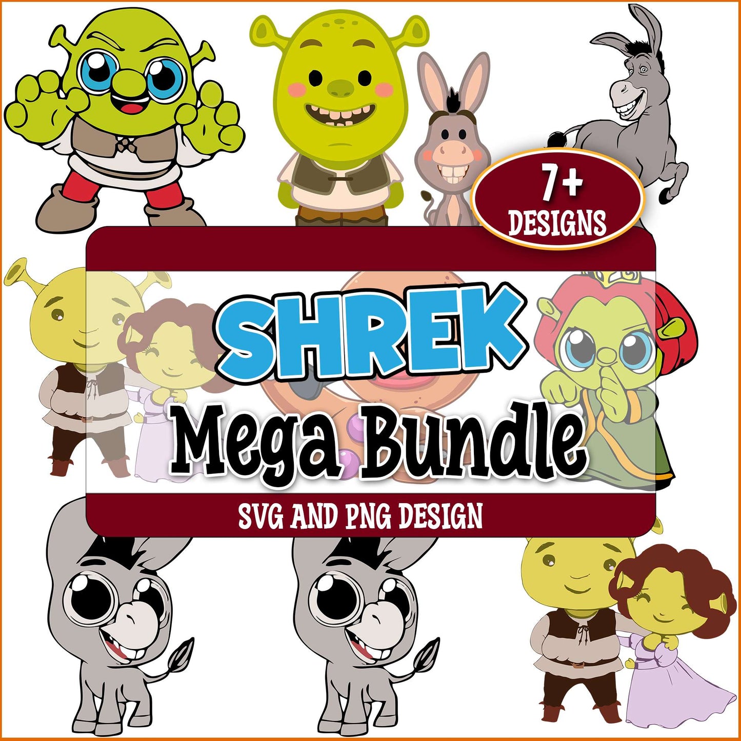 Shrek chibi design svg bundle