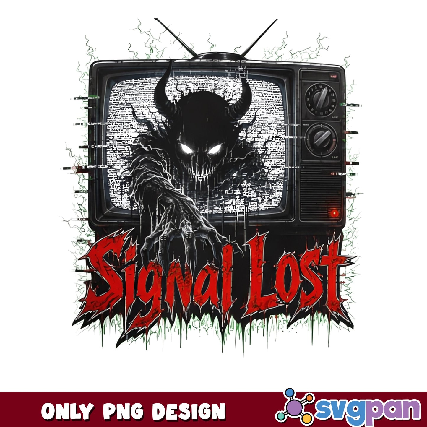 Signal Lost Demon TV Horror PNG, Halloween PNG, Spooky PNG