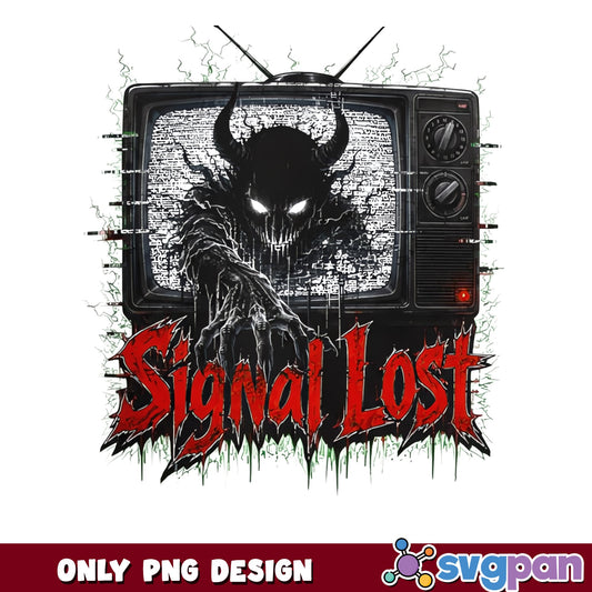 Signal Lost Demon TV Horror PNG, Halloween PNG, Spooky PNG