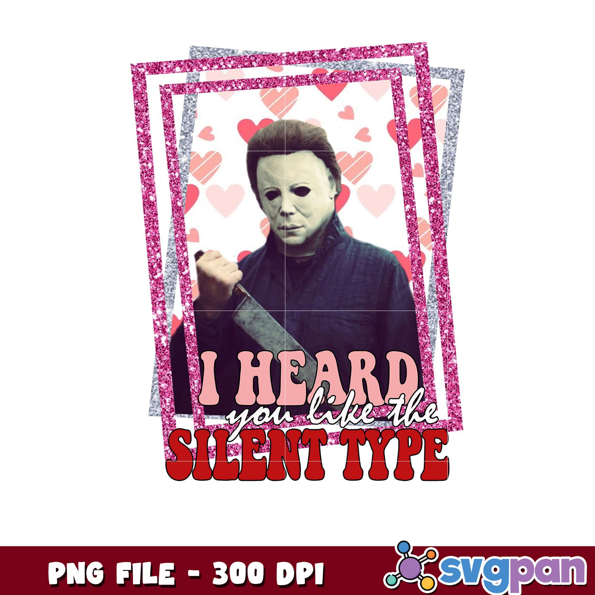 Silent Type Heart Design PNG File, Perfect for Decor Prints