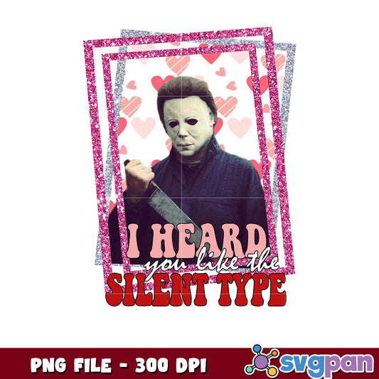 Silent Type Heart Design PNG File, Perfect for Decor Prints