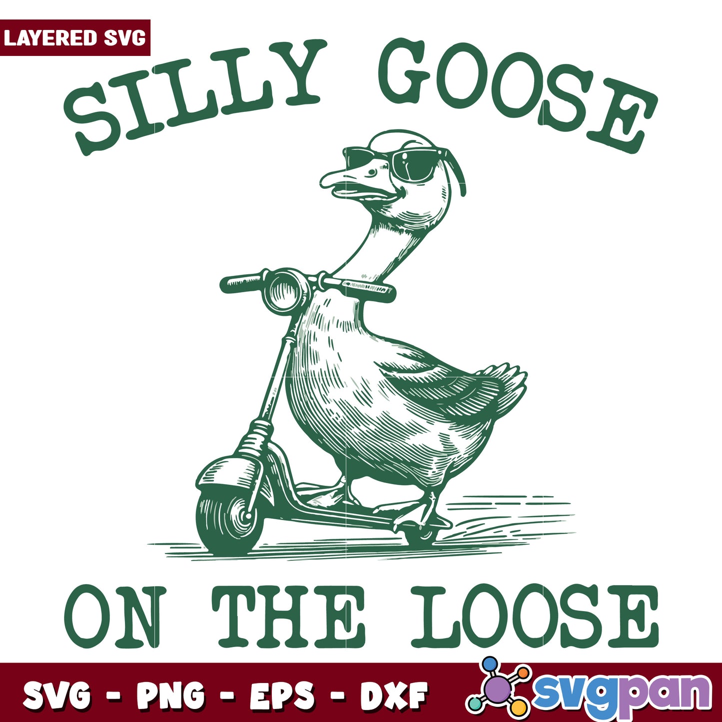 Silly goose on the loose design svg, golden goose​ svg, goose goose duck​ svg