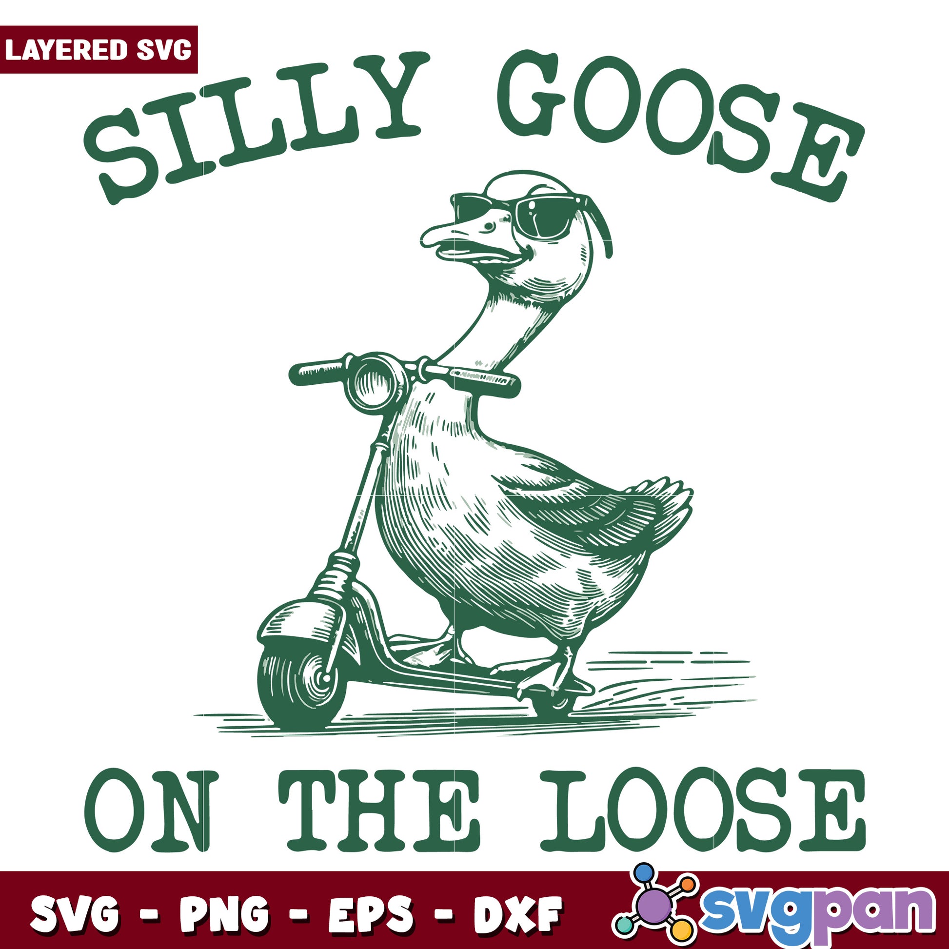 Silly goose on the loose design svg, golden goose​ svg, goose goose duck​ svg