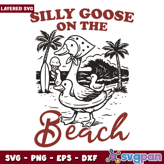 Silly goose on the loose svg, funny animal quote svg, goofy goose design svg