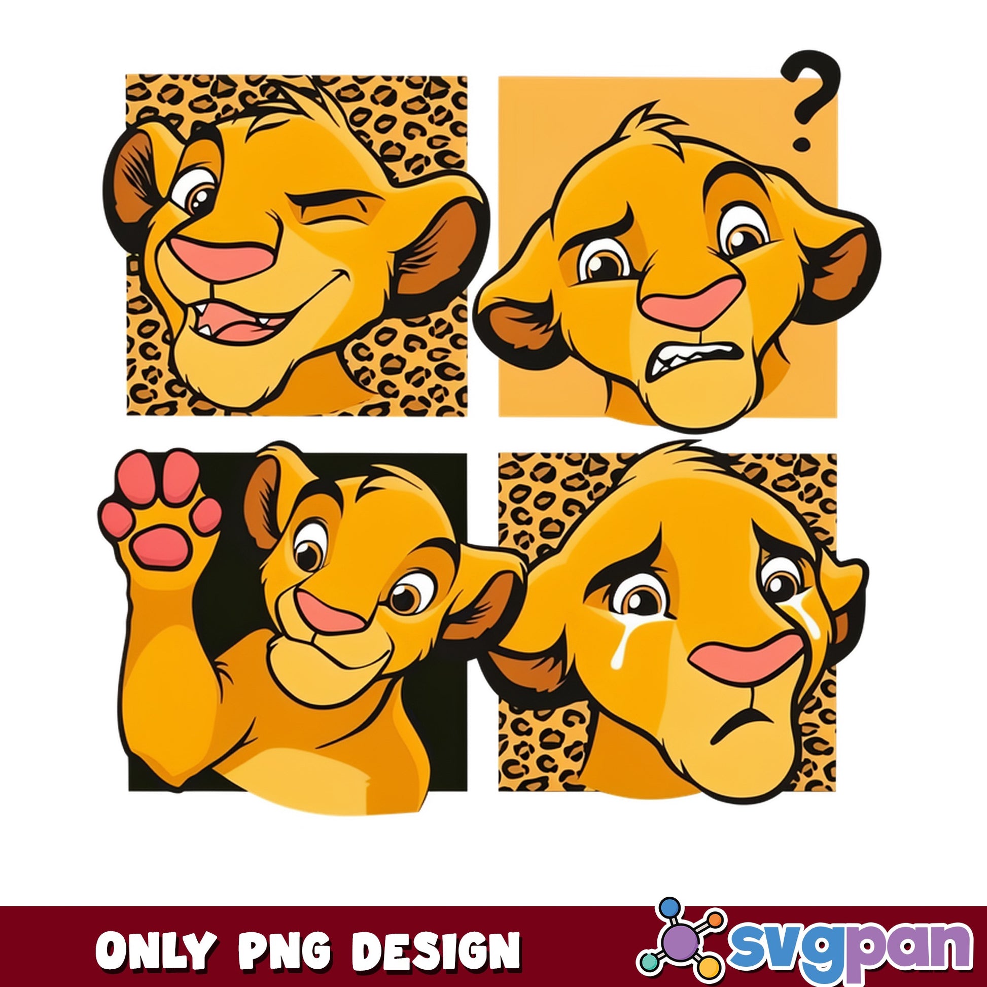Simba Lion King PNG Bundle, Disney Lion King PNG, Simba Faces PNG
