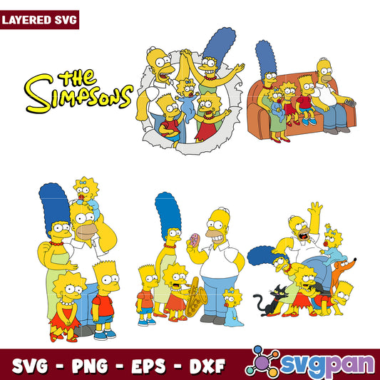 Simpsons Family SVG Bundle Layered PNG, EPS, DXF