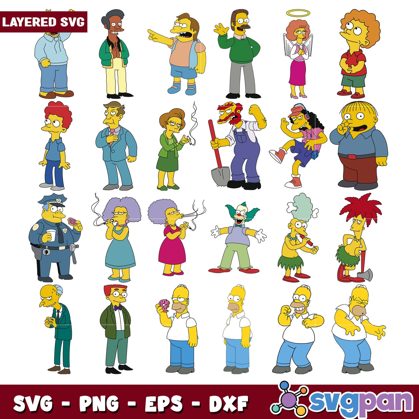 Simpsons SVG Bundle Layered Characters