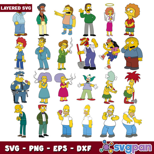 Simpsons SVG Bundle Layered Characters