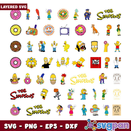 Simpsons SVG Bundle Layered Designs