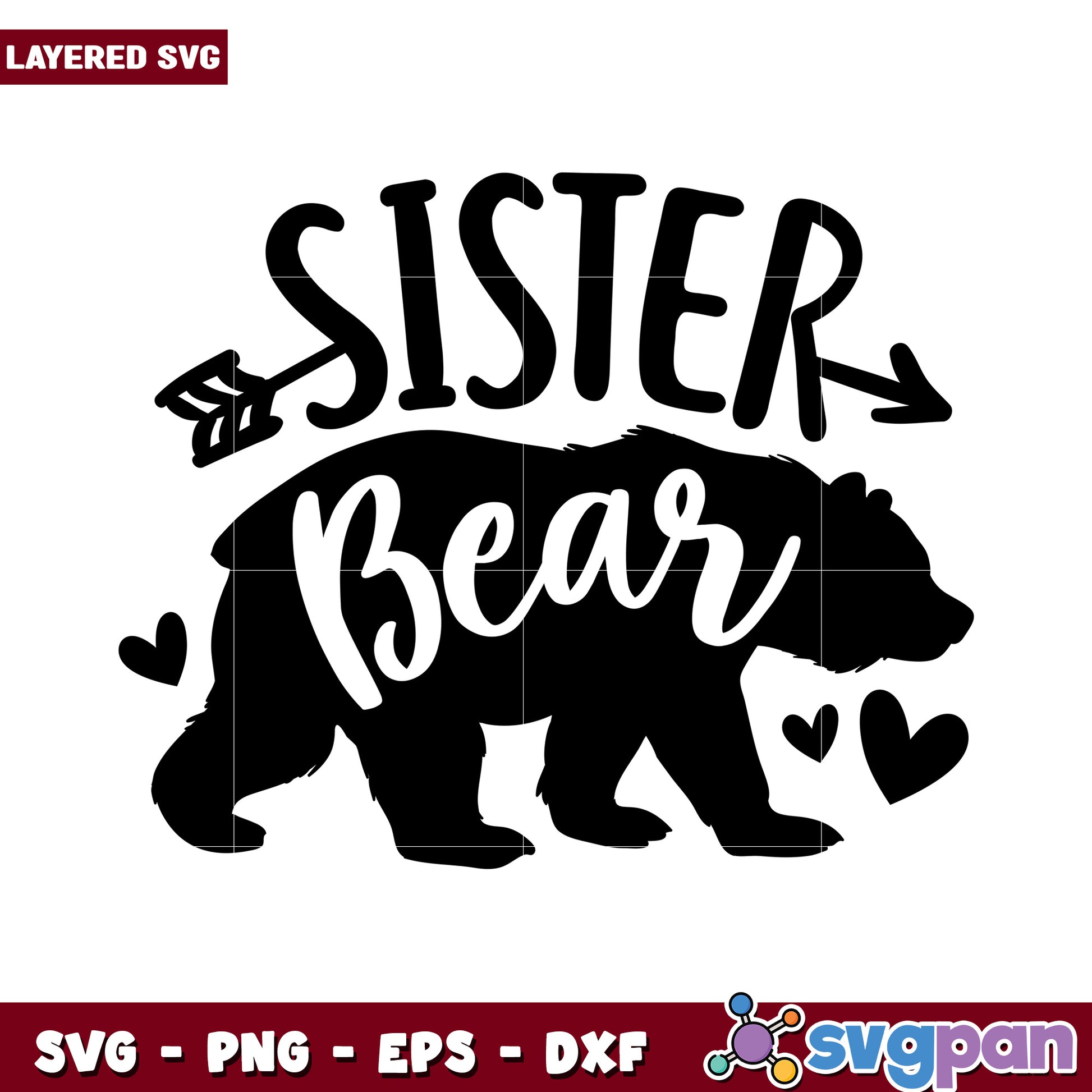 Sister Bear SVG design for crafting projects, perfect for T-shirts