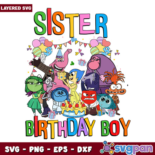 Sister inside out birthday png, inside out characters png, walt disney png