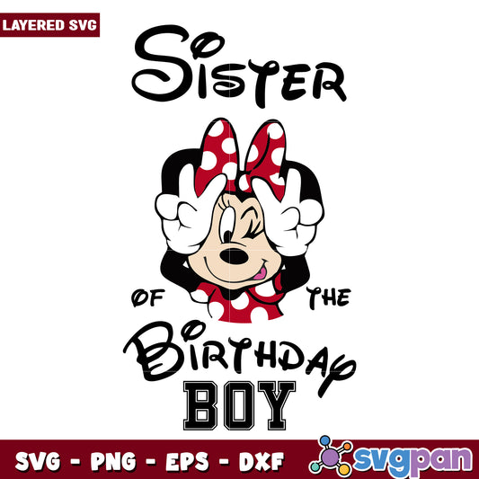 Sister of the Birthday Boy Minnie Mouse SVG Design for Fun
