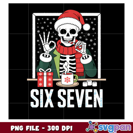 Six Seven Skeleton Humor png, christmas songs​ png, six seven png