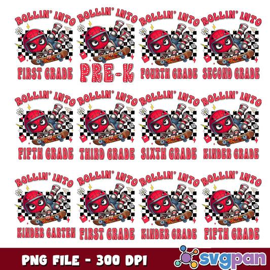 Skateboard spidey school png bundle