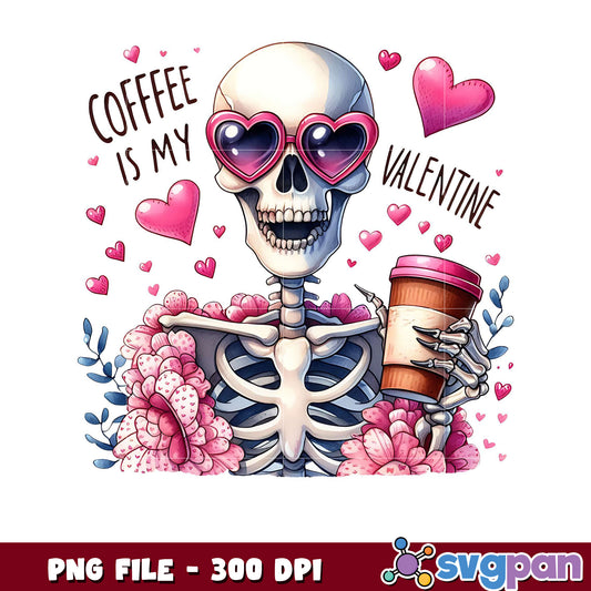 Skeletal Valentine with Coffee, Perfect for Gifts and Decor