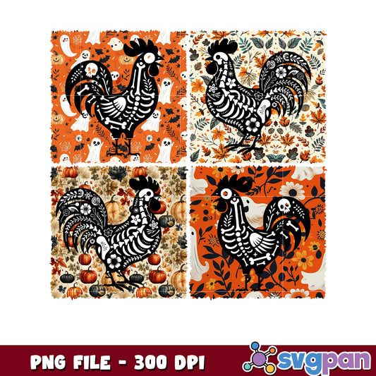 Skeleton chicken halloween png, halloween holiday png, halloween costume png