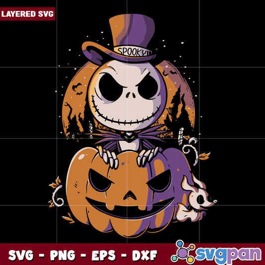 Skellington pumpkin halloween svg, funny halloween svg, spooky characters svg