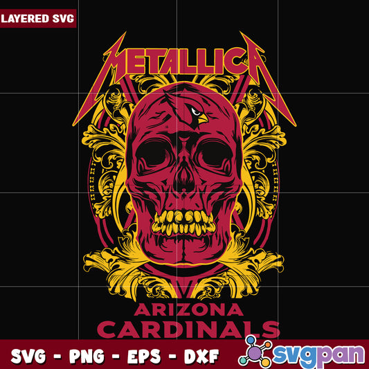 Skull metallica Arizona Cardinals svg, super bowl svg, nfl teams logo svg