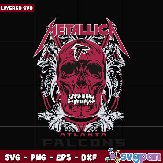 Skull metallica Atlanta Falcons svg, super bowl svg, nfl teams logo svg
