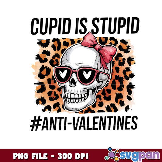 Skull with Bow Design, Cute Anti-Valentine PNG Image