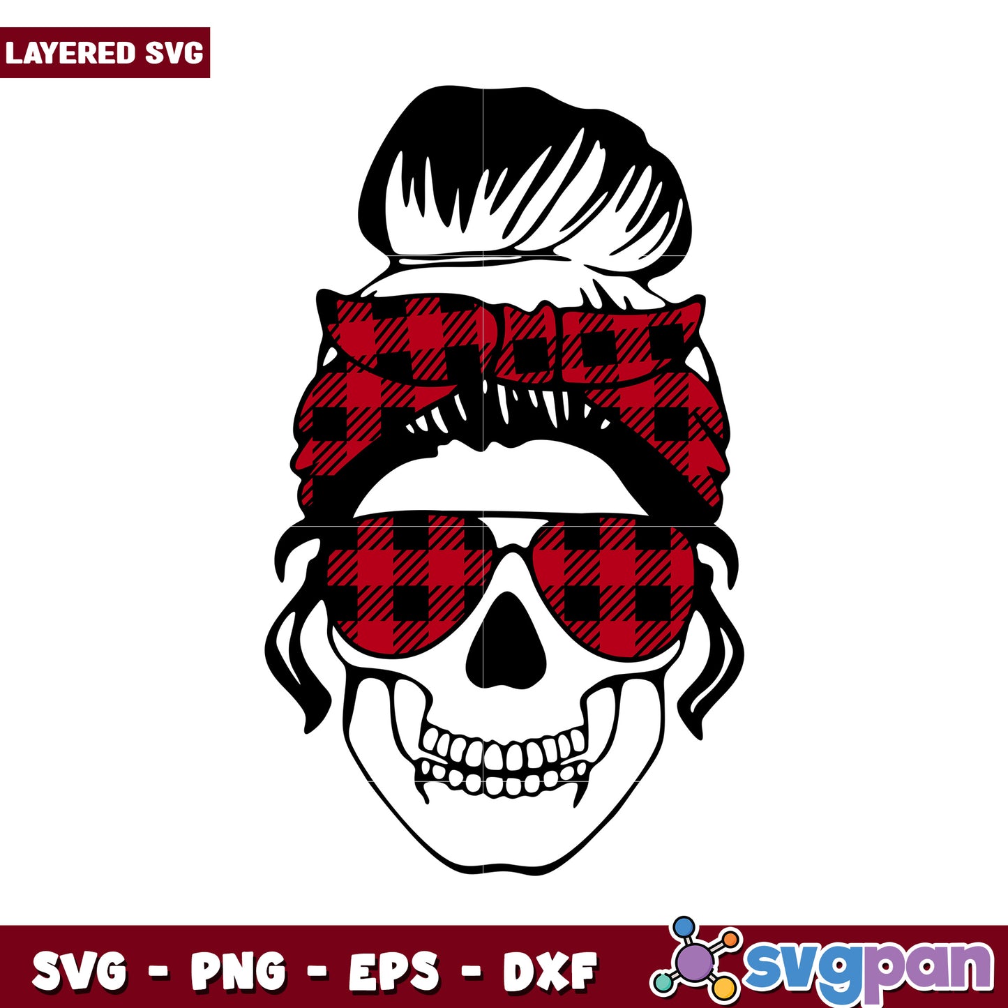 Skull with Sunglasses and Headband SVG Design, Perfect for Crafts