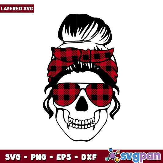 Skull with Sunglasses and Headband SVG Design, Perfect for Crafts