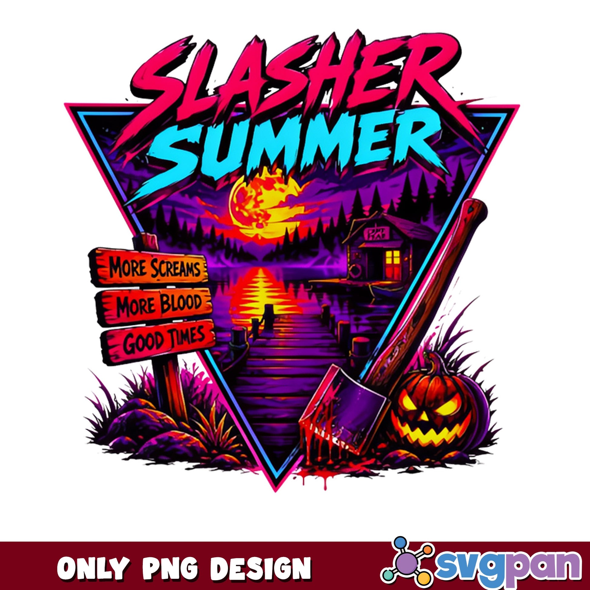 Slasher Summer Horror PNG, Halloween Horror PNG, Retro PNG
