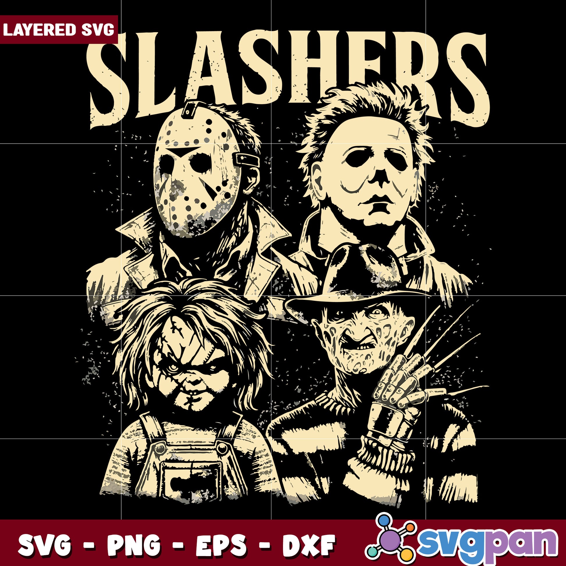 Slashers killers svg, spooky season svg, halloween vacation svg