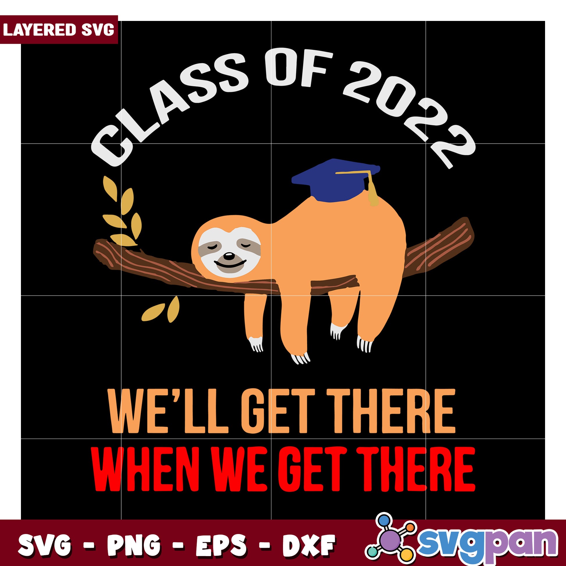 Sloth Class of 2022 SVG Design, Perfect for Graduation Celebrations