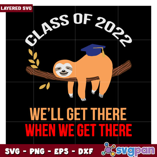 Sloth Class of 2022 SVG Design, Perfect for Graduation Celebrations