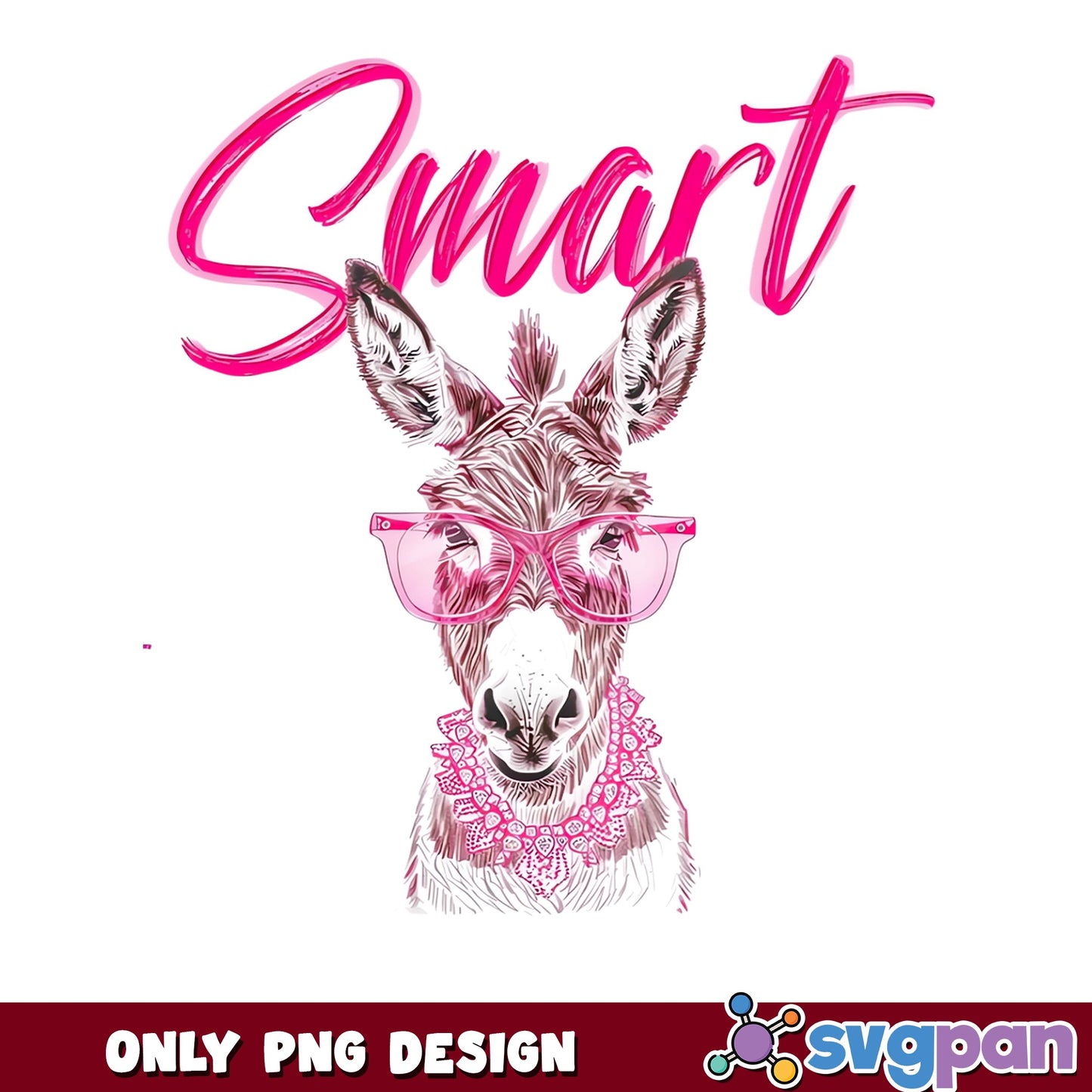 Smart Donkey With Glasses PNG, Funny Donkey Pink PNG, Sarcastic PNG