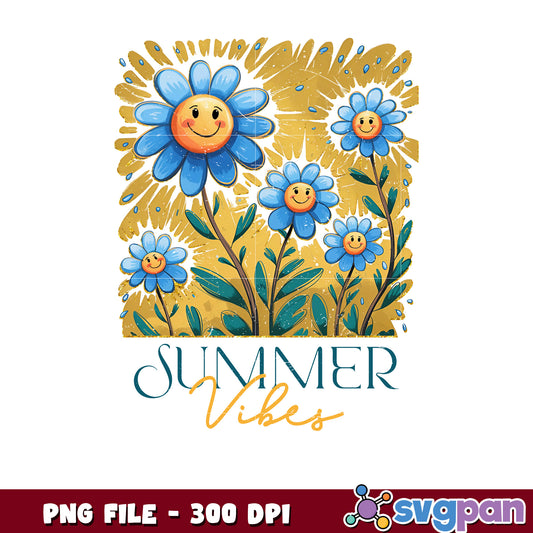 Smiling Flower Summer Vibes PNG 300 DPI