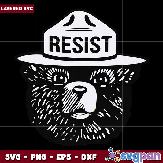 Smokey Bear resist head svg design, smokey bear svg, resist svg
