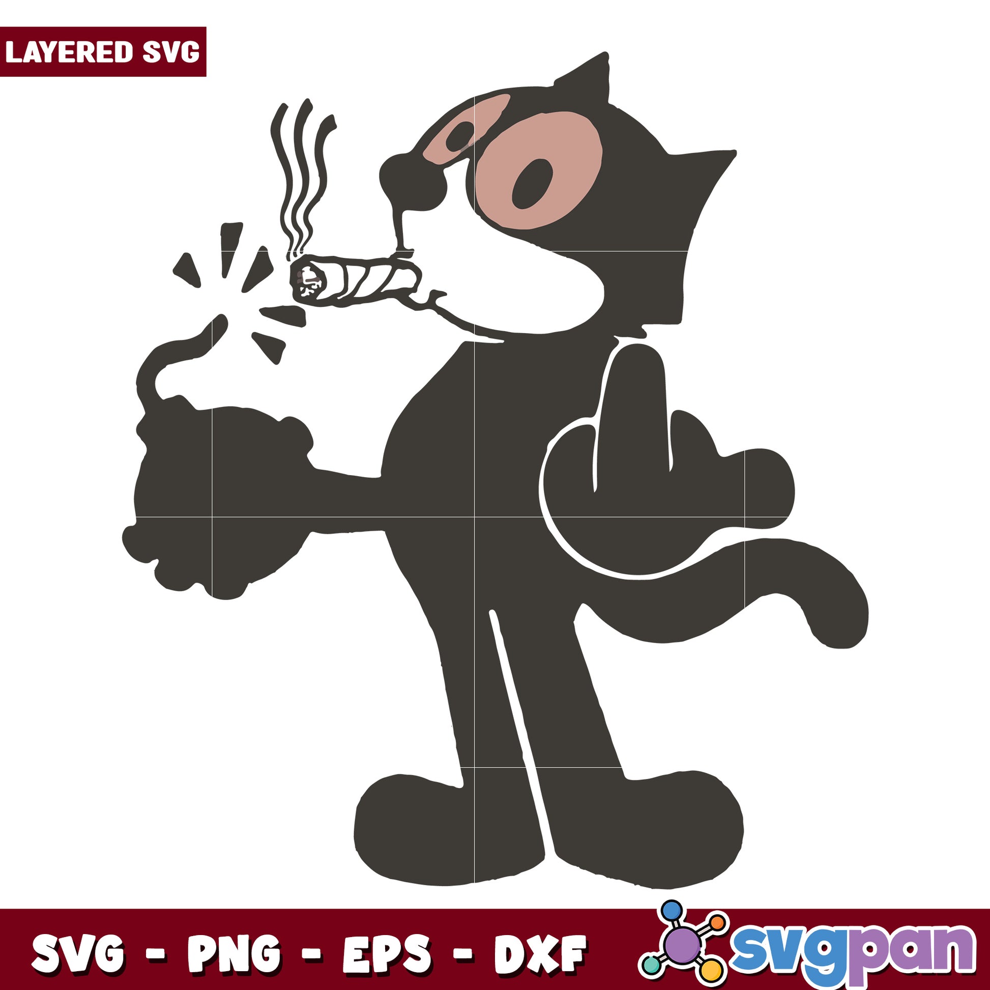 Smoking black cat with bomb svg, funny memes svg, funn cat svg