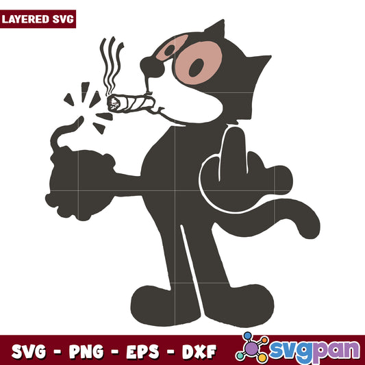 Smoking black cat with bomb svg, funny memes svg, funn cat svg