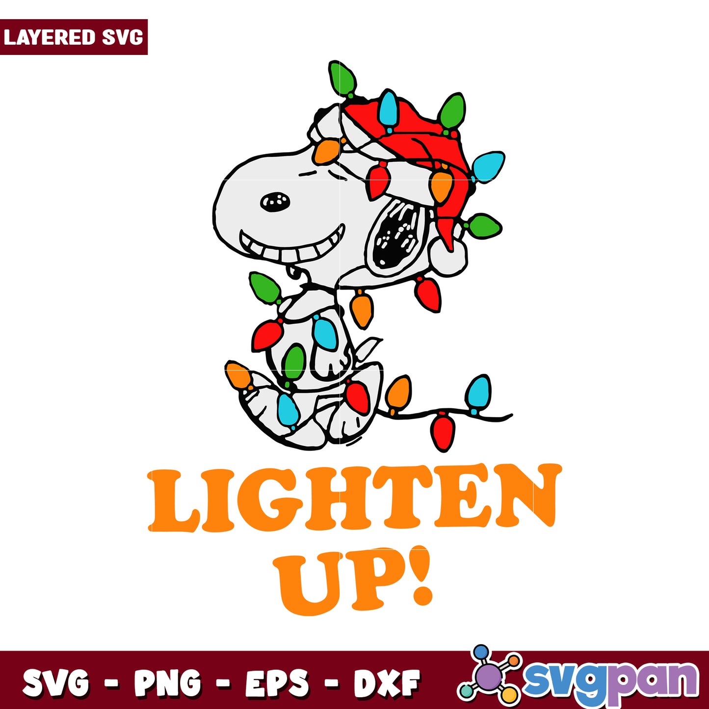 Snoopy Christmas Design with Lights, Perfect for Holiday Crafts