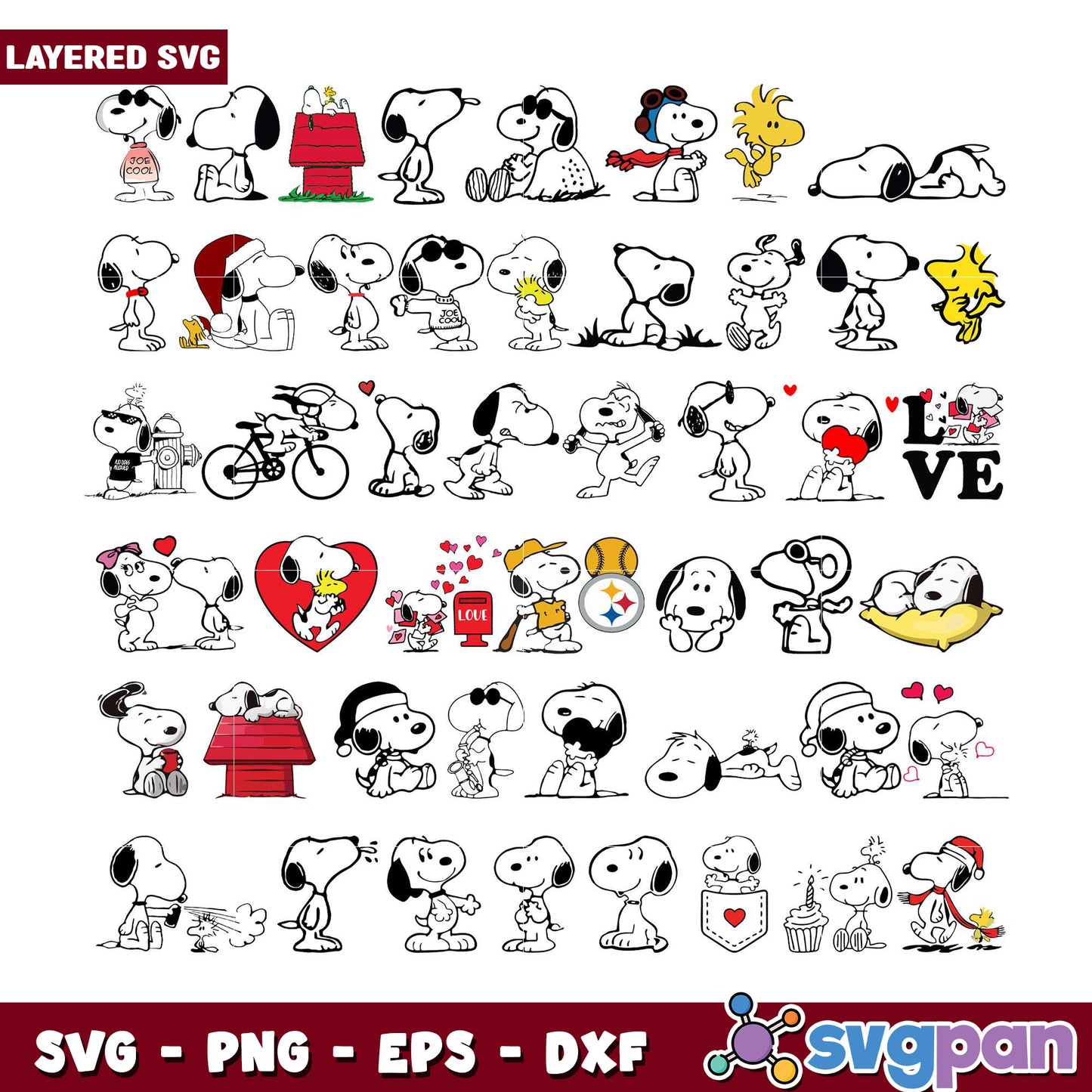 Snoopy Love Bundle SVG for Crafts and Designs