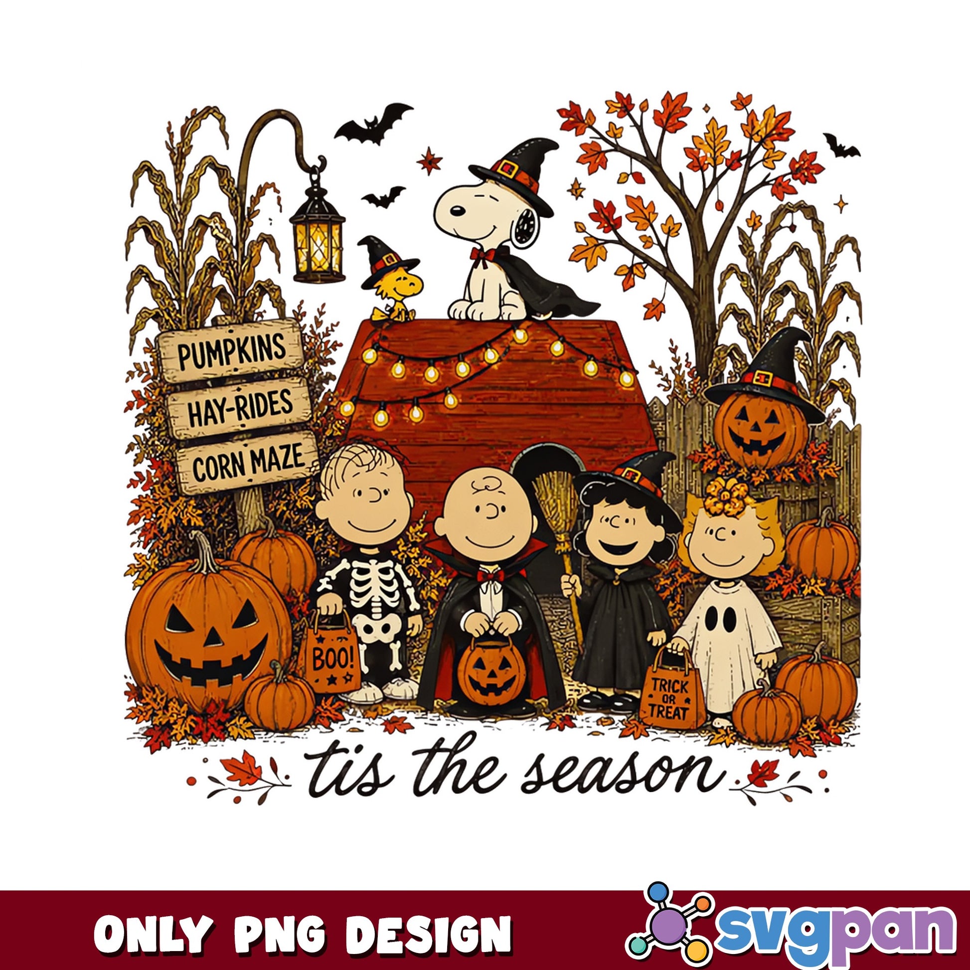 Snoopy And Friends Halloween PNG, Peanuts Fall Tis The Season PNG, Spooky PNG