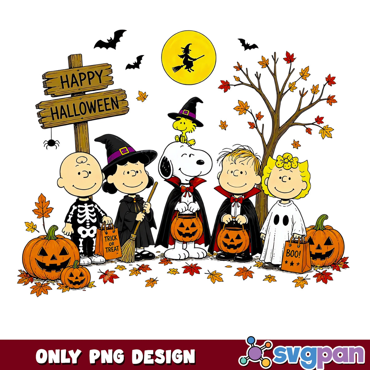 Snoopy And Friends Halloween PNG, Peanuts Halloween PNG, Trick Or Treat PNG