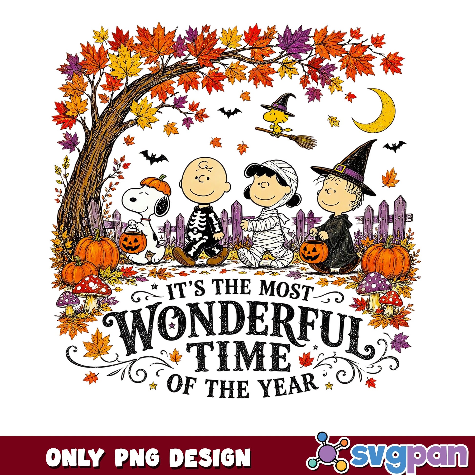 Snoopy Halloween PNG, Peanuts Wonderful Time Of The Year, Fall PNG