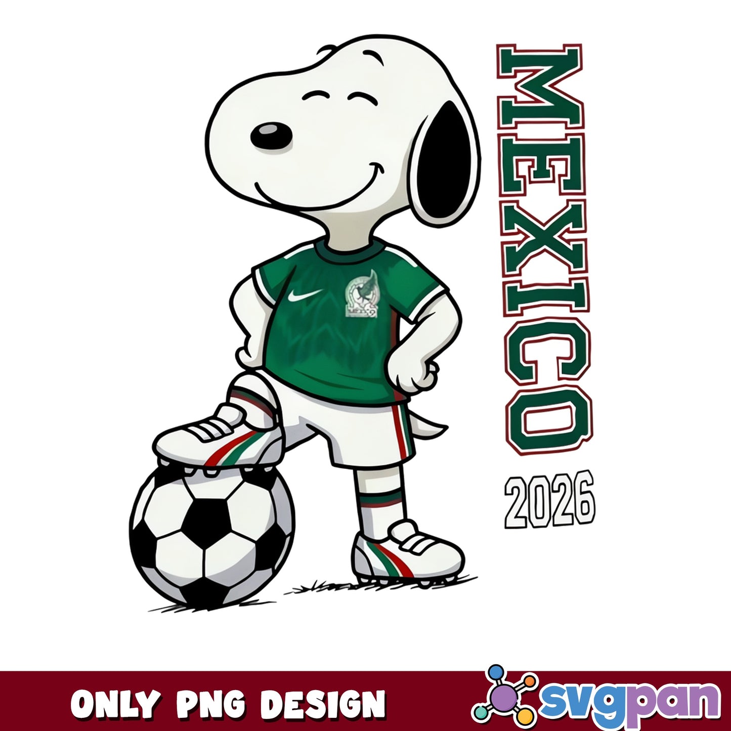 Snoopy Mexico Soccer 2026 PNG, Peanuts Football PNG, World Cup PNG