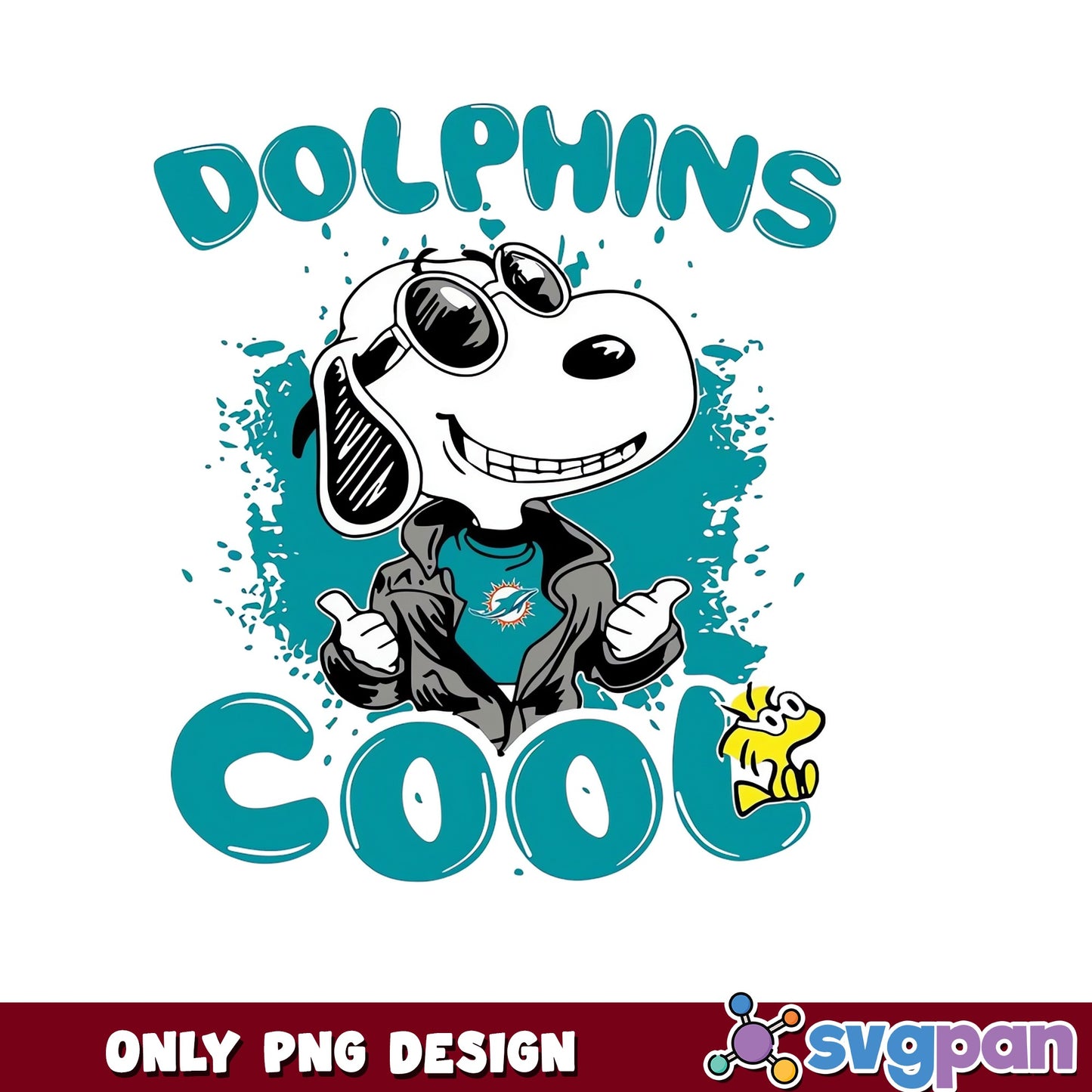 Snoopy Miami Dolphins Cool PNG, NFL Football PNG, Peanuts PNG