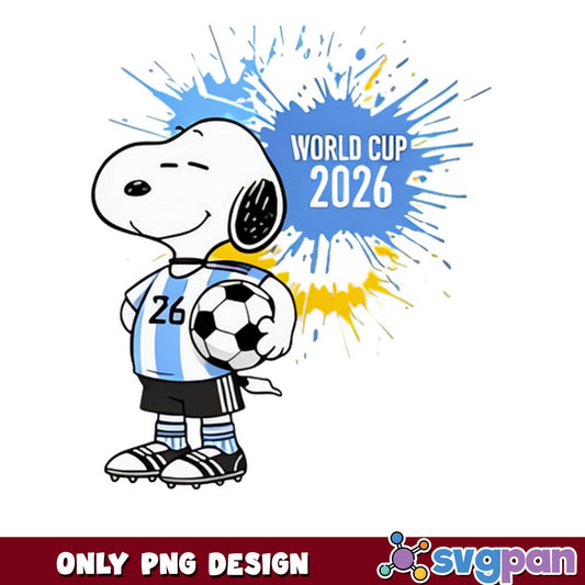 Snoopy Soccer World Cup 2026 PNG, Peanuts Football PNG, Argentina PNG