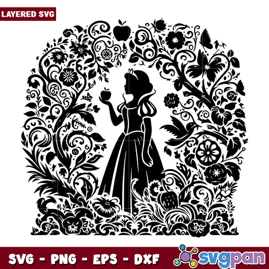 Snow White Floral SVG Silhouette