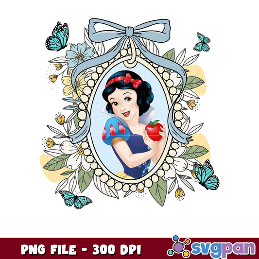 Snow White PNG Floral Frame Artwork