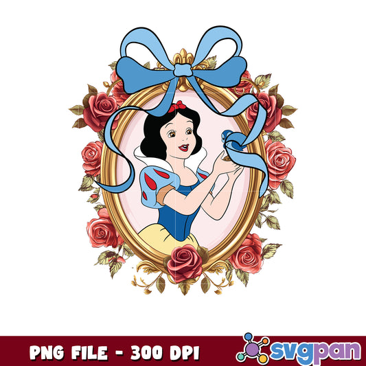 Snow White PNG Roses & Bow Frame