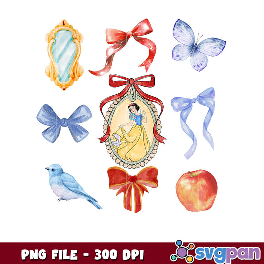 Snow White Watercolor Clipart PNG