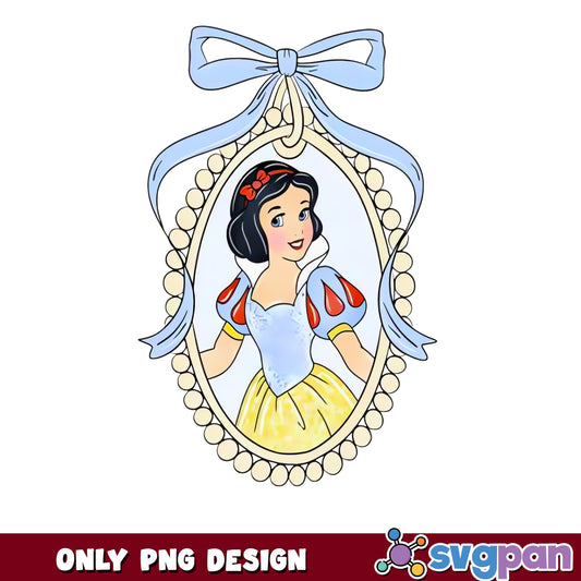 Snow White Vintage Locket PNG, Disney Princess Clipart, Bow Ribbon PNG